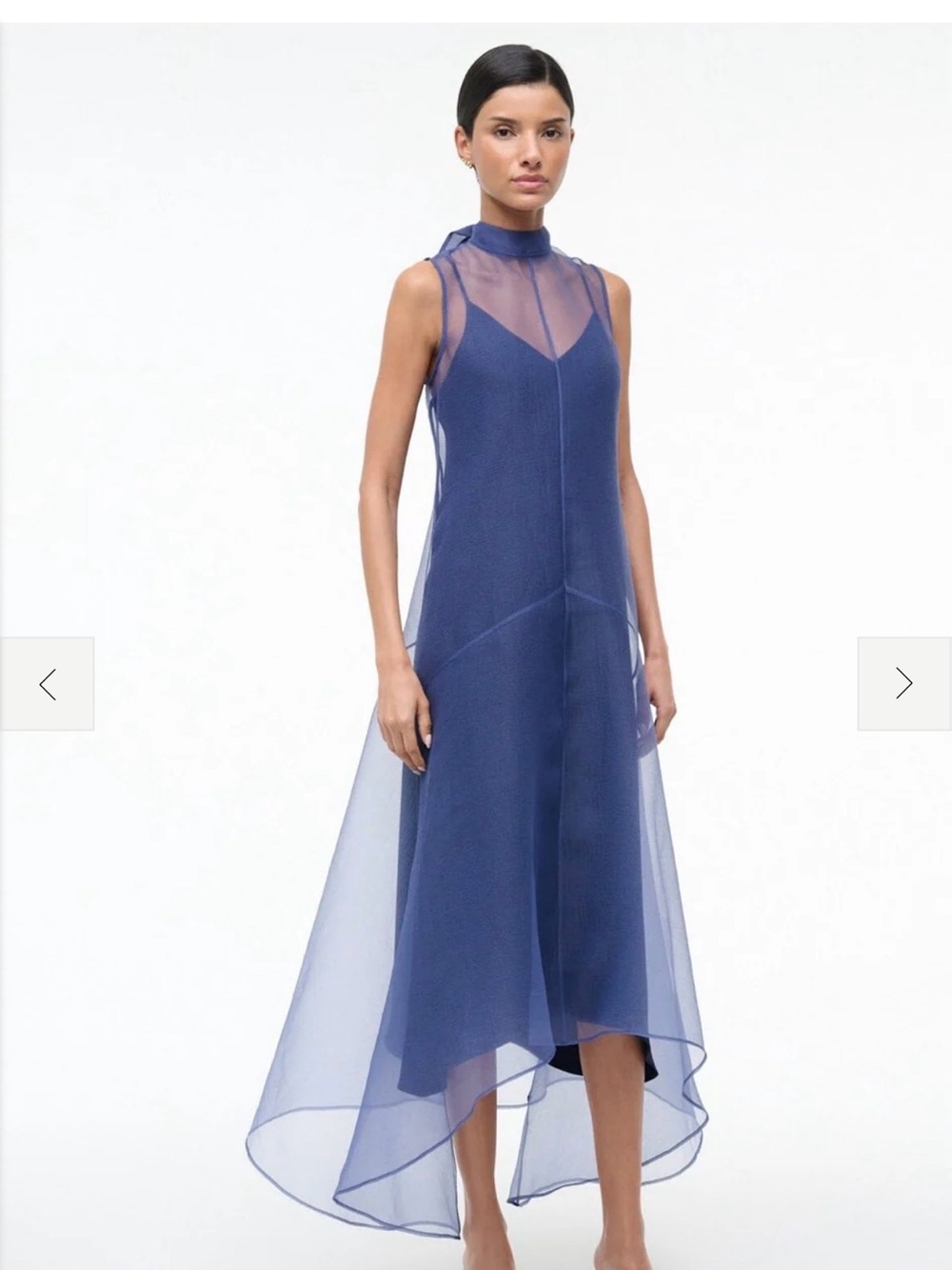 STAUD Navy Sheer High-Low Chiffon Dress SIZE Medium